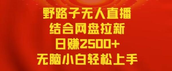 野路子无人直播结合网盘拉新，日赚2500+，小白无脑轻松上手【揭秘】-巅峰资源网
