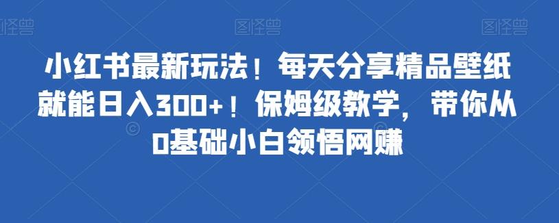 小红书最新玩法！每天分享精品壁纸就能日入300+！保姆级教学，带你从0基础小白领悟网赚-巅峰资源网